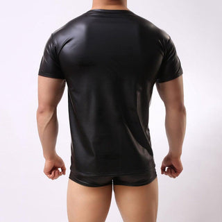 Mens Leather Performance Slim T-shirt-Leather Tops-Inland Leather Co-Inland Leather Co