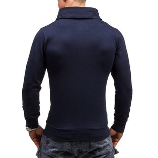 Men's Turtleneck Patch Leather Long Sleeve T Shirt-Leather Tops-Inland Leather Co-Inland Leather Co.