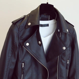 Mikayla Womens Faux Leather Jacket with Rivets-Womens Faux Leather Jacket-Inland Leather Co-Inland Leather Co.