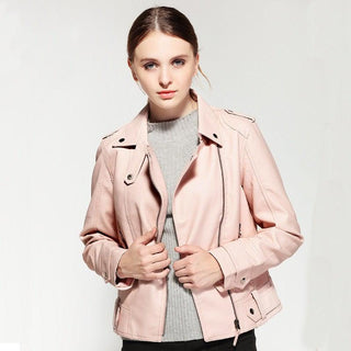Mikayla Womens Faux Leather Jacket with Rivets-Womens Faux Leather Jacket-Inland Leather Co-Pink-XL-Inland Leather Co.