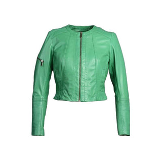 Minty Womens Short Leather Jacket-Womens Leather Jacket-Inland Leather Co.-Green-S-Inland Leather Co.