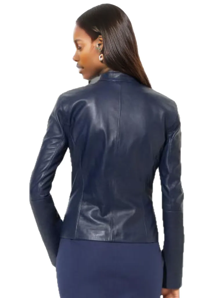 NY Womens Waxed Leather Jacket-Womens Leather Jacket-Inland Leather Co.-Inland Leather Co.