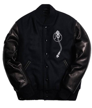 Def Leather & Fabric Varsity Jacket (PREMIUM)-Inland Leather Co-Inland Leather Co
