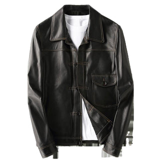 Petyr Genuine Men Sheepskin Leather Coat-Mens Leather Jacket-Inland Leather Co.-black-M-Inland Leather Co.