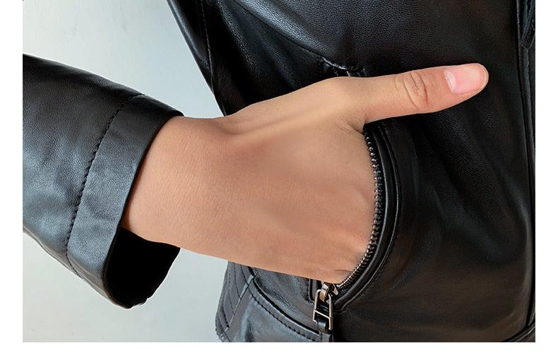 Quaz Womens Streetwear Women's Vintage Sheepskin Leather Coat-Womens Leather Coat-Inland Leather Co.-Black-XXL-Inland Leather Co.