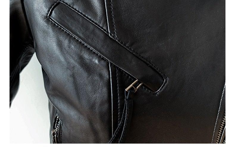 Quaz Womens Streetwear Women's Vintage Sheepskin Leather Coat-Womens Leather Coat-Inland Leather Co.-Black-XXL-Inland Leather Co.