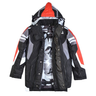 Scorp Mens Snow Ski Puffer Waterproof Jacket Hoodie-Mens Ski Jacket-Private Label-Small-Black/Red-MKL Apparel Inc