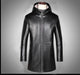 Sewn Mens Fur Lined 3/4 Length Sheep Leather Coat-Mens Leather Coat-Inland Leather Co.-Black-L-Inland Leather Co.