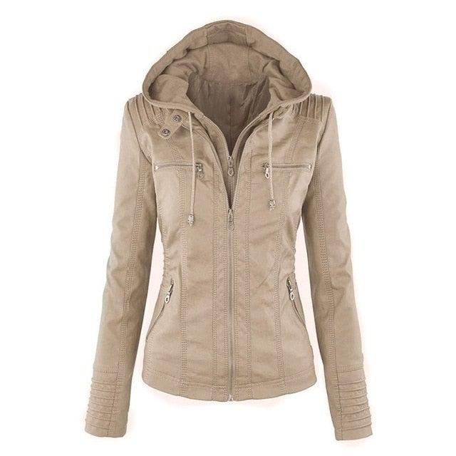 Shenandoah Women's Real Leather Hooded Jacket – Stylish Moto Coat
