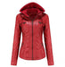 Shenandoah Womens Faux Leather Hooded Jacket-Womens Faux Leather Jacket-Inland Leather Co-Red-4XL-Inland Leather Co.