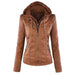 Shenandoah Womens Faux Leather Hooded Jacket-Womens Faux Leather Jacket-Inland Leather Co-Brown-4XL-Inland Leather Co.