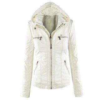 Shenandoah Womens Faux Leather Hooded Jacket-Womens Faux Leather Jacket-Inland Leather Co-white-XL-Inland Leather Co.