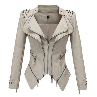 Women's Iceland White Faux Leather Moto Jacket