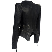 Sheryl Women's Moto Faux Leather Jacket-Womens Faux Leather Jacket-Inland Leather Co-Inland Leather Co.