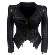 Sheryl Women's Moto Faux Leather Jacket-Womens Faux Leather Jacket-Inland Leather Co-Inland Leather Co.