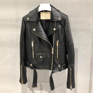 Sleuve Luxury Genuine Leather Jacket Women-Womens Leather Jacket-Inland Leather Co.-Black-XL-Inland Leather Co.