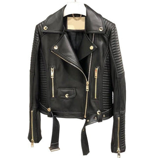Sleuve Luxury Genuine Leather Jacket Women-Womens Leather Jacket-Inland Leather Co.-Black-XL-Inland Leather Co.
