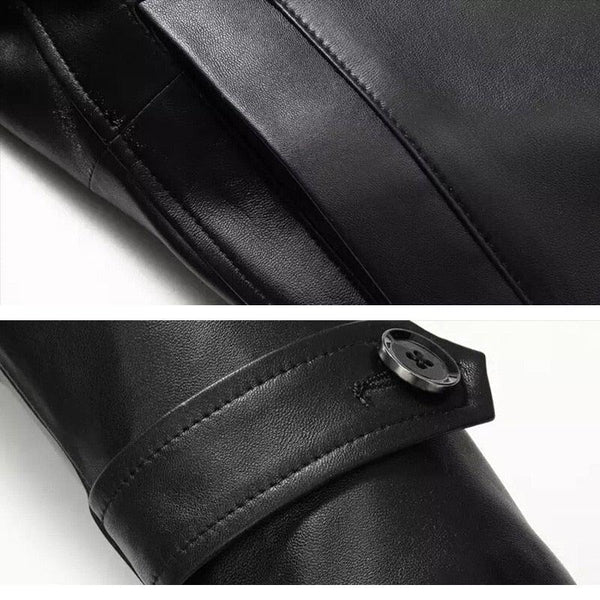Spectra Mens Fashion Double Breasted Leather Blazer Coat-Mens Leather Coat-Inland Leather Co.-black-M-Inland Leather Co.