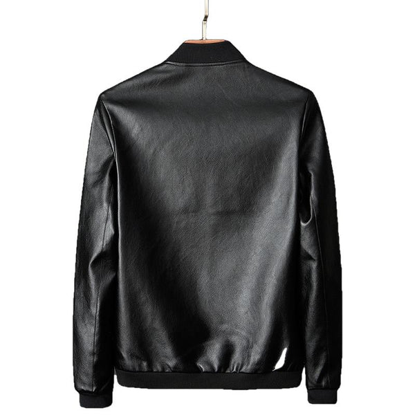 Stannis Men's Black Real Sheep Leather Jacket with Zipper Pockets | Inland Leather | Black Leather Coat