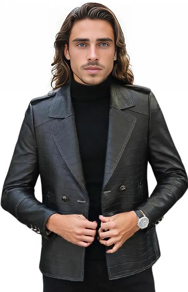 Jase Jacket, Grey Snake - Leather