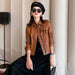 Stella Womens Vintage Sheepskin Coat Moto Biker Jacket-Womens Leather Jacket-Inland Leather Co.-Brown-XXL-Inland Leather Co.