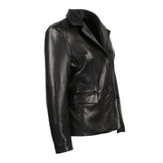 Talisa Womens 2 Button New Zealand Leather Blazer-Womens Leather Coat-Inland Leather Co.-Black-S-Inland Leather Co.