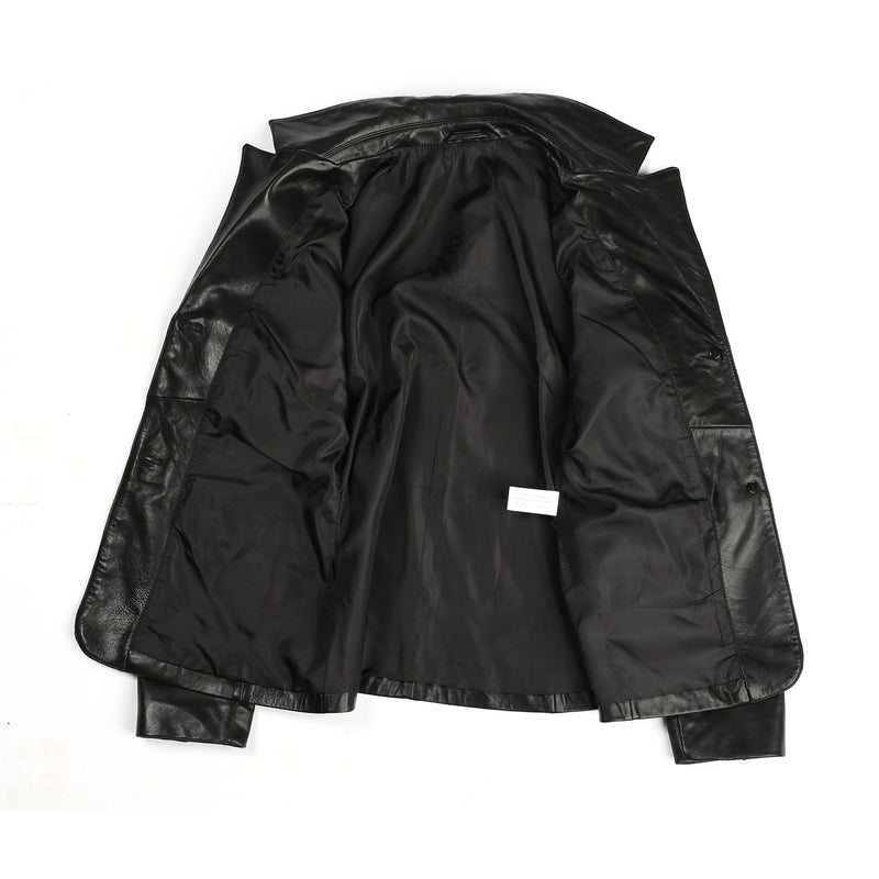 Talisa Womens 2 Button New Zealand Leather Blazer-Womens Leather Coat-Inland Leather Co.-Black-S-Inland Leather Co.
