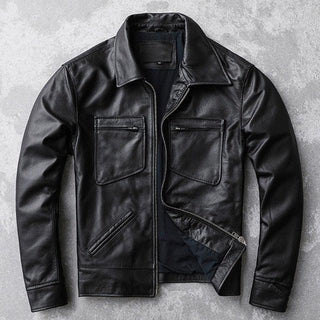 Theon Genuine Leather Jacket Men Black Motorcycle-Mens Leather Jacket-Inland Leather Co.-black 1-S-Inland Leather Co.