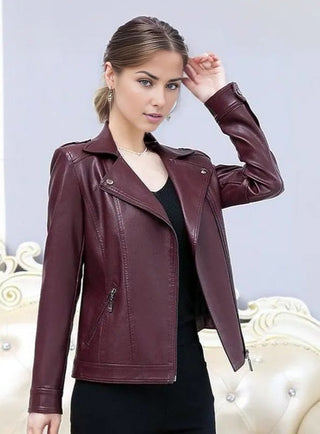 Tina Women Real SheepSkin Gray Leather Coat-Womens Leather Jacket-Inland Leather Co.-Burgundy-XL-Inland Leather Co.