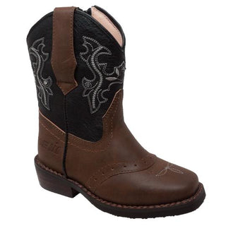 Toddler's Western Light Up Boot Brown/Black Leather Boots-Toodlers Leather Boots-Inland Leather Co-Inland Leather Co