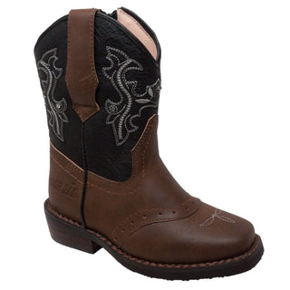 Toddler's Western Light Up Boot Brown/Black Leather Boots-Toodlers Leather Boots-Inland Leather Co-6-Black/Brown-M-Inland Leather Co