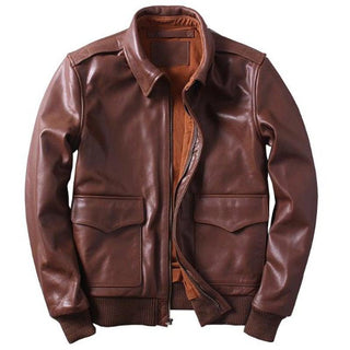 US A2 Flight Mens Bomber Genuine Leather Jacket-Mens Leather Jacket-Inland Leather Co.-Camel-S-Inland Leather Co.