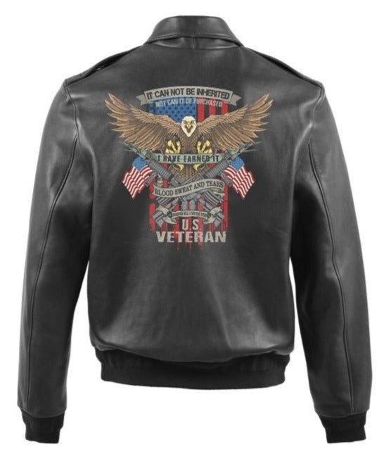 US Veteran Screenprinted-Jacket Printing-Inland Leather Co-Inland Leather Co