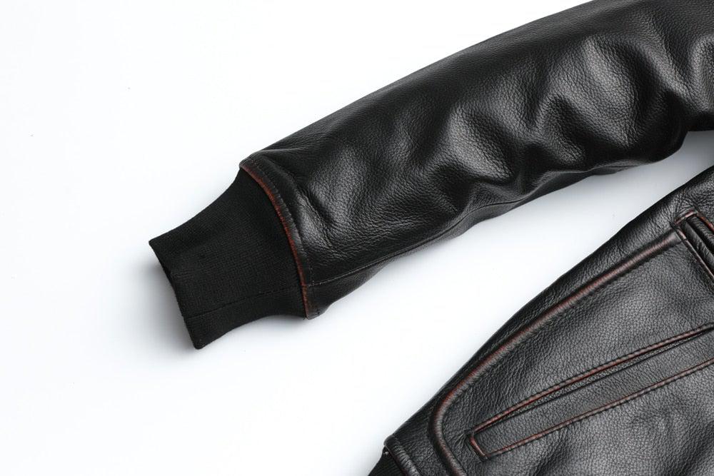 Vintage Edged Flight A2 Mens Bomber Leather Jacket 100% Goat