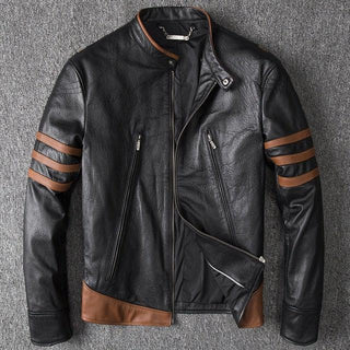 Wolverine Men's Genuine Cow Leather Jacket-Mens Leather Jacket-Inland Leather Co.-black-4XL-Inland Leather Co.