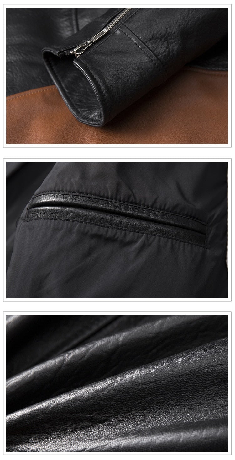 Wolverine Men's Genuine Cow Leather Jacket-Mens Leather Jacket-Inland Leather Co.-black-4XL-Inland Leather Co.