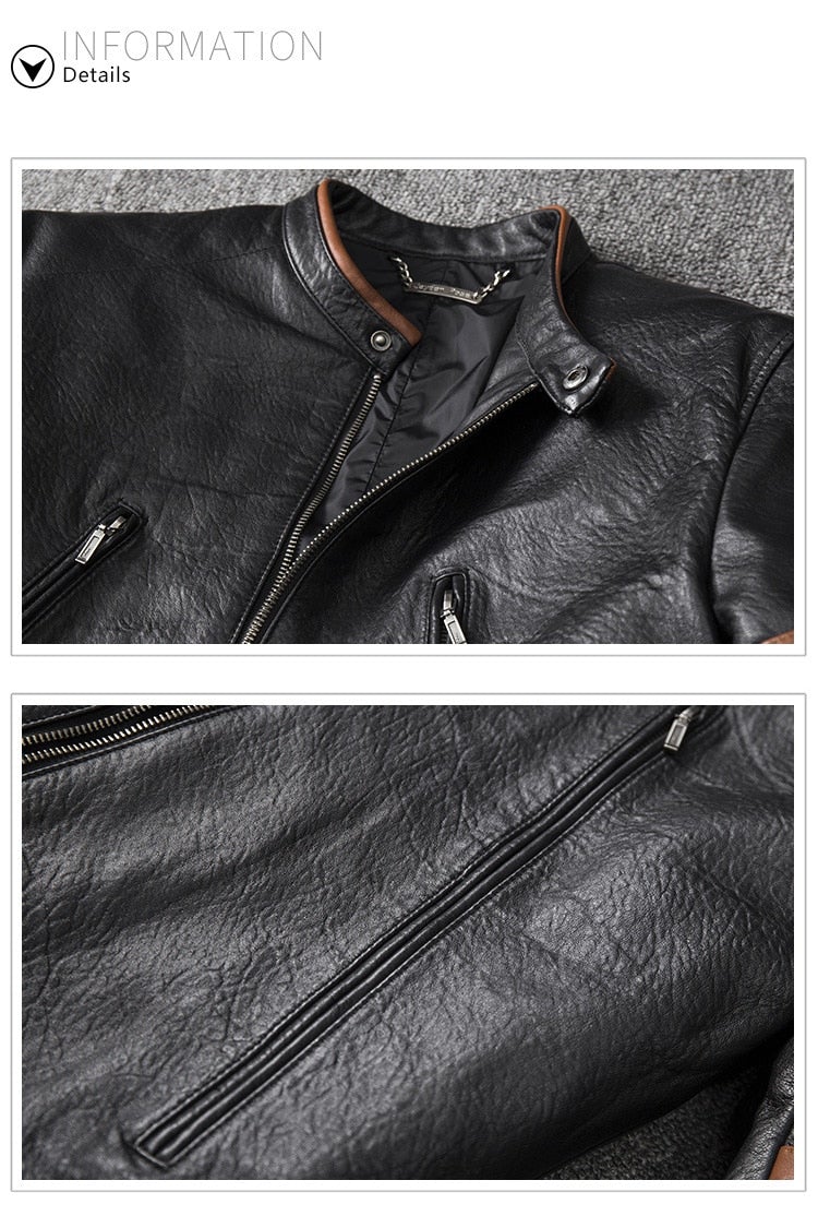 Wolverine Men's Genuine Cow Leather Jacket-Mens Leather Jacket-Inland Leather Co.-black-4XL-Inland Leather Co.