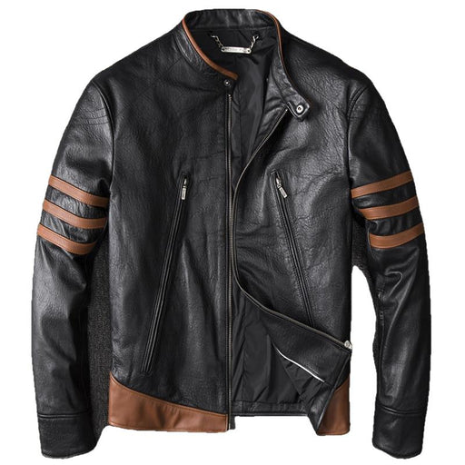 Wolverine Men's Genuine Cow Leather Jacket-Mens Leather Jacket-Inland Leather Co.-black-4XL-Inland Leather Co.