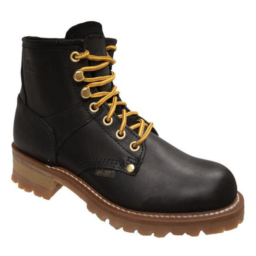 Women 6" Logger, Black Leather Boots-Womens Leather Boots-Inland Leather Co-6-BLACK-M-Inland Leather Co