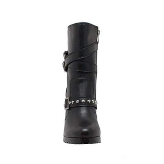 Women's 10" Three Buckle Boot Black Leather Boots-Womens Leather Boots-Inland Leather Co-Inland Leather Co