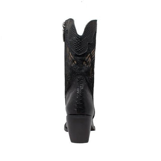 Women's 11" Laser Eagle Boot Black Leather Boots-Womens Leather Boots-Inland Leather Co-Inland Leather Co
