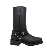 Women's 12" Harness Boot Black Leather Boots-Womens Leather Boots-Inland Leather Co-Inland Leather Co