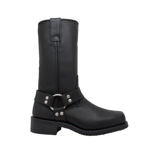 Women's 12" Harness Boot Black Leather Boots-Womens Leather Boots-Inland Leather Co-Inland Leather Co