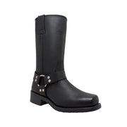 Women's 12" Harness Boot Black Leather Boots-Womens Leather Boots-Inland Leather Co-6-Black-M-Inland Leather Co
