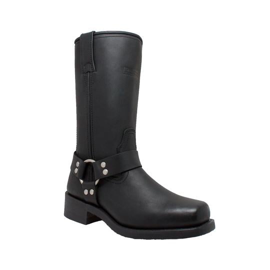 Women's 12" Harness Boot Black Leather Boots-Womens Leather Boots-Inland Leather Co-6-Black-M-Inland Leather Co