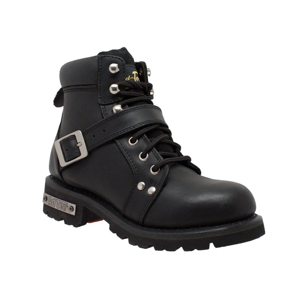 Women's 6" Black Lace Zipper Boot Leather Boots-Womens Leather Boots-Inland Leather Co-Inland Leather Co
