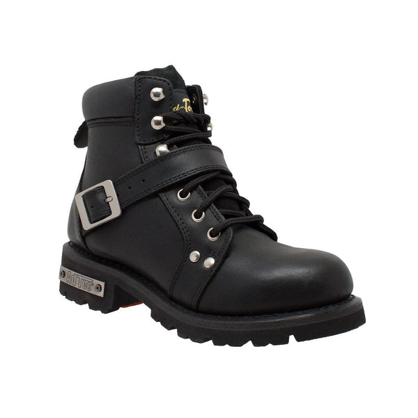 Women's 6" Black Lace Zipper Boot Leather Boots-Womens Leather Boots-Inland Leather Co-6-Black-M-Inland Leather Co