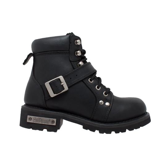 Women's 6" Black Lace Zipper Boot Leather Boots-Womens Leather Boots-Inland Leather Co-Inland Leather Co