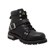 Women's 6" Black Lace Zipper Boot Leather Boots-Womens Leather Boots-Inland Leather Co-Inland Leather Co