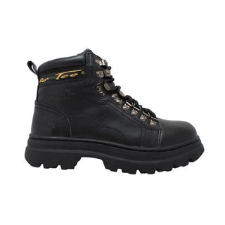 Women's 6" Steel Toe Work Boot Black Leather Boots-Womens Leather Boots-Inland Leather Co-Inland Leather Co
